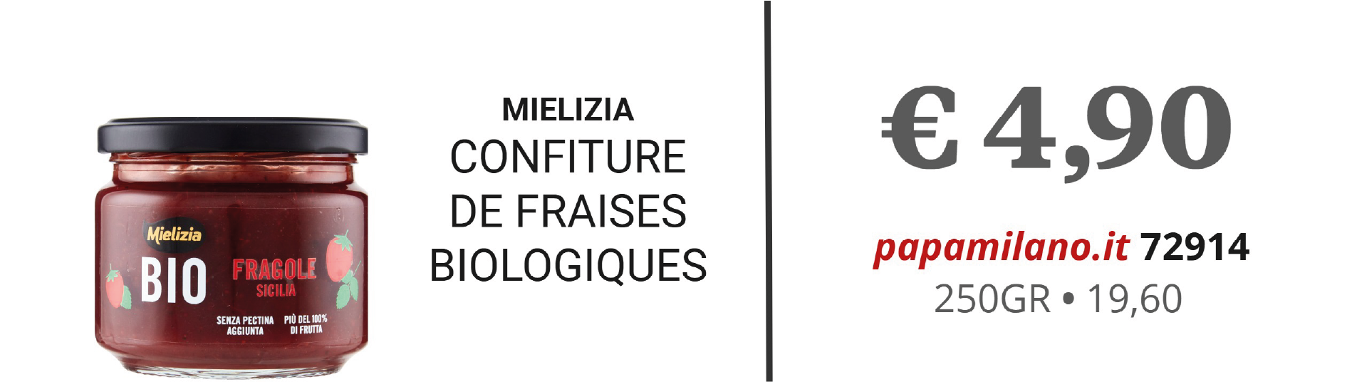 MIELIZIA CONFITURE DE FRAISES BIOLOGIQUES